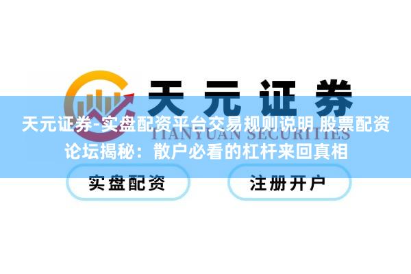 天元证券-实盘配资平台交易规则说明 股票配资论坛揭秘：散户必看的杠杆来回真相