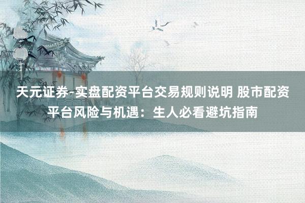 天元证券-实盘配资平台交易规则说明 股市配资平台风险与机遇：生人必看避坑指南