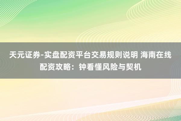天元证券-实盘配资平台交易规则说明 海南在线配资攻略：钟看懂风险与契机